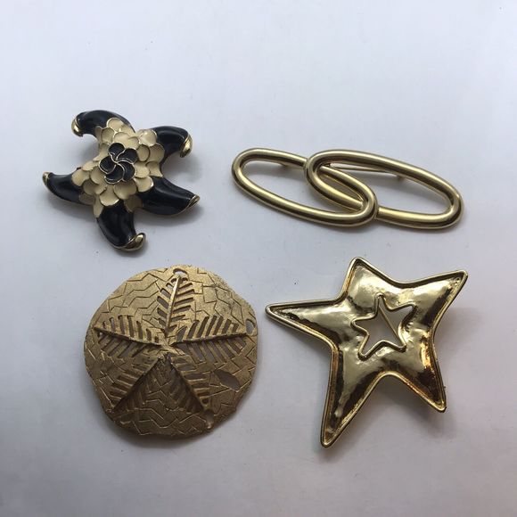 Vintage Brooch Lot Metal Enamel Stars Geo Retro Beach Boho Mod Pins - Picture 2 of 7
